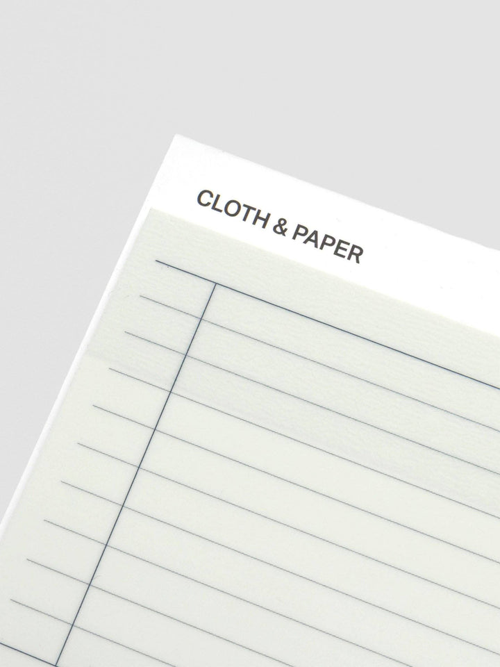 Sticky note sheet with lined pages and 'Cloth & Paper' text on a white background
