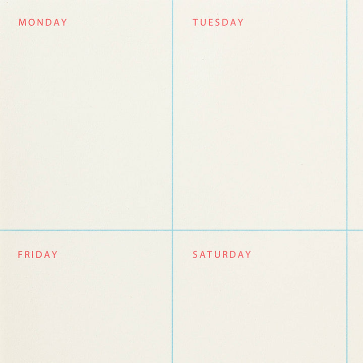Grid layout with days of the week labels on a plain background