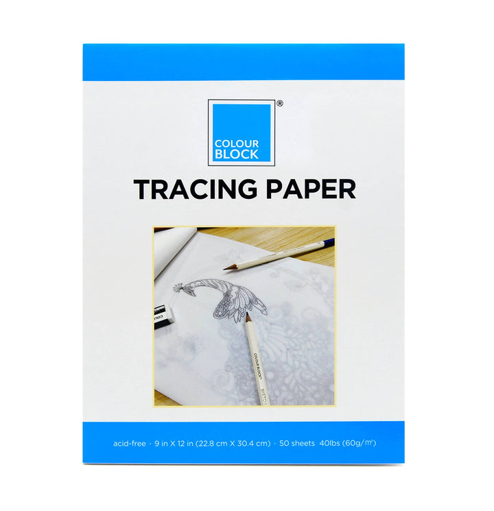 Tracing paper package with a pencil and drawing on a white background