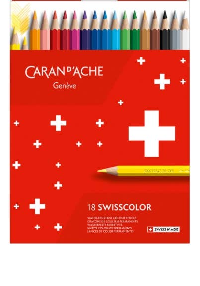 Caran d'Ache Swisscolor Permanent Water-Resistant Pencils, Set of 18