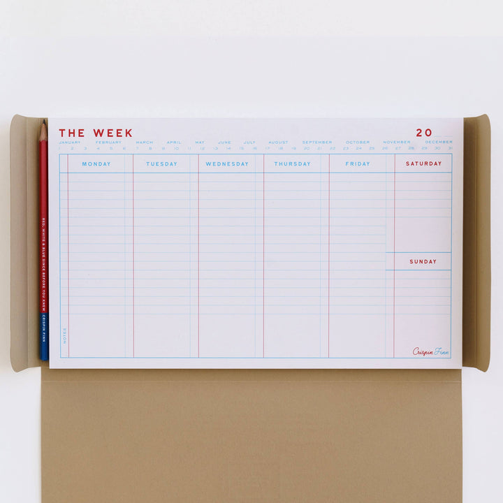 Crispin Finn The Week Desk Pad, Packaging Detail