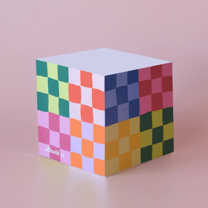 Idlewild Co. Rainbow Check Sticky Note Cube