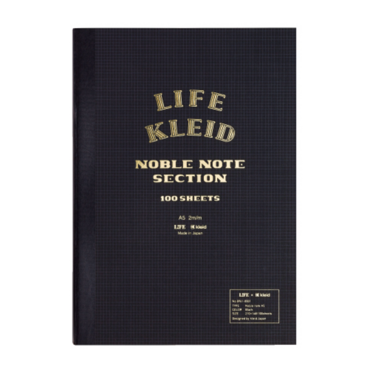 Kleid Life Noble Notebook – Hardcover, Black, Grid Layout