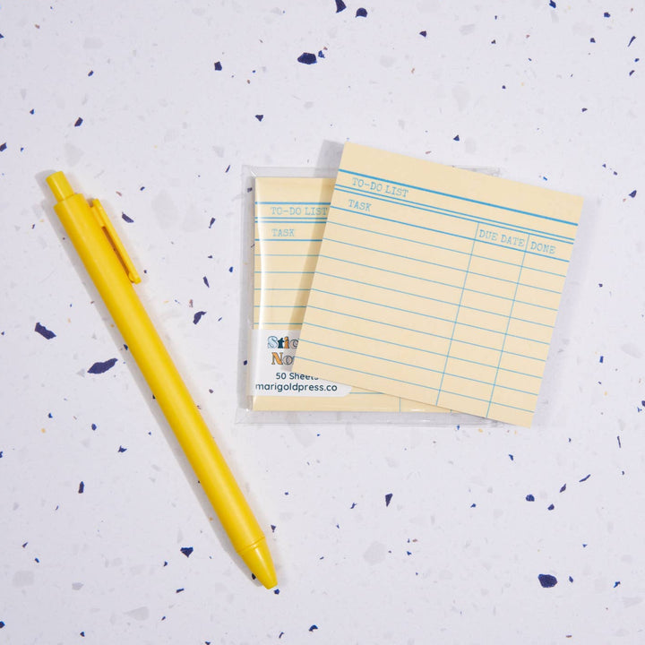Marigold Press Yellow Library Card Post-It Sticky Notes 2