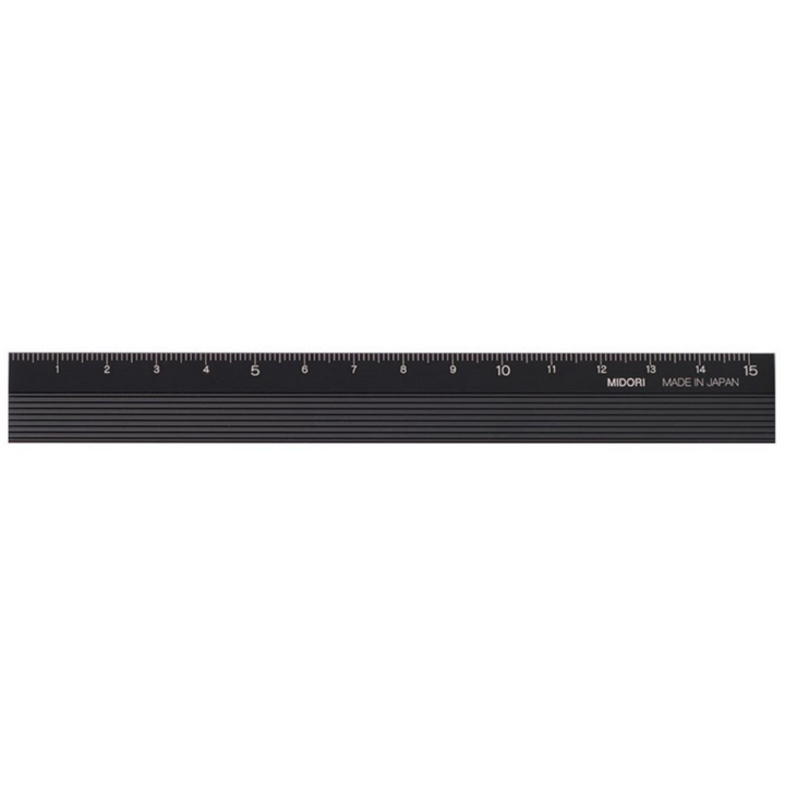 Midori Aluminum Ruler – 15cm, Matte Black, Durable & Precise