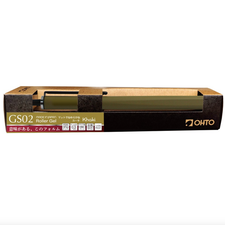 Ohto GS02 Retractable Rollerball Pen, Khaki Green, Package
