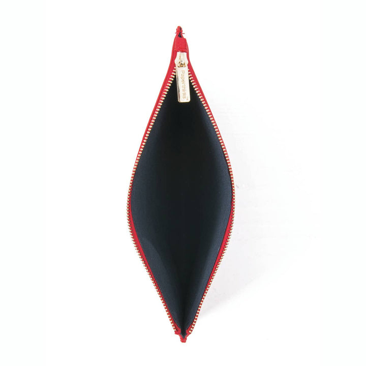 Paperthinks Recycled Leather Flat Zipper Pouch, Black Cotton Interior Detail