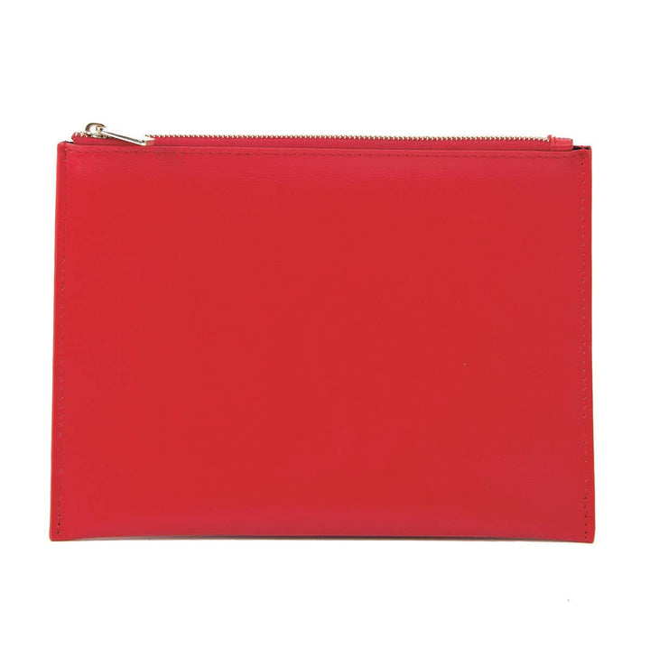 Paperthinks Recycled Leather Flat Zipper Pouch, Scarlet Red
