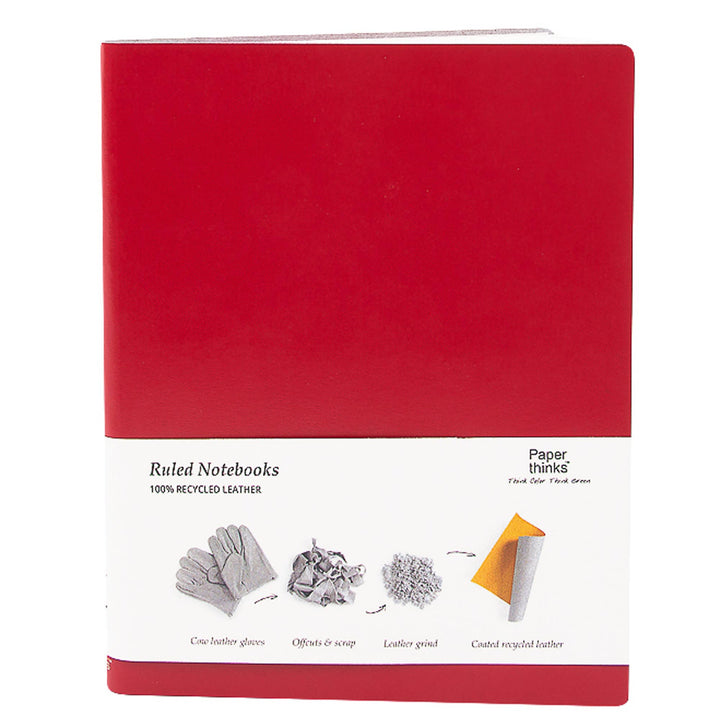 Paperthinks Recycled Leather Notebook - Scarlet Red, Navy, Tan & Black