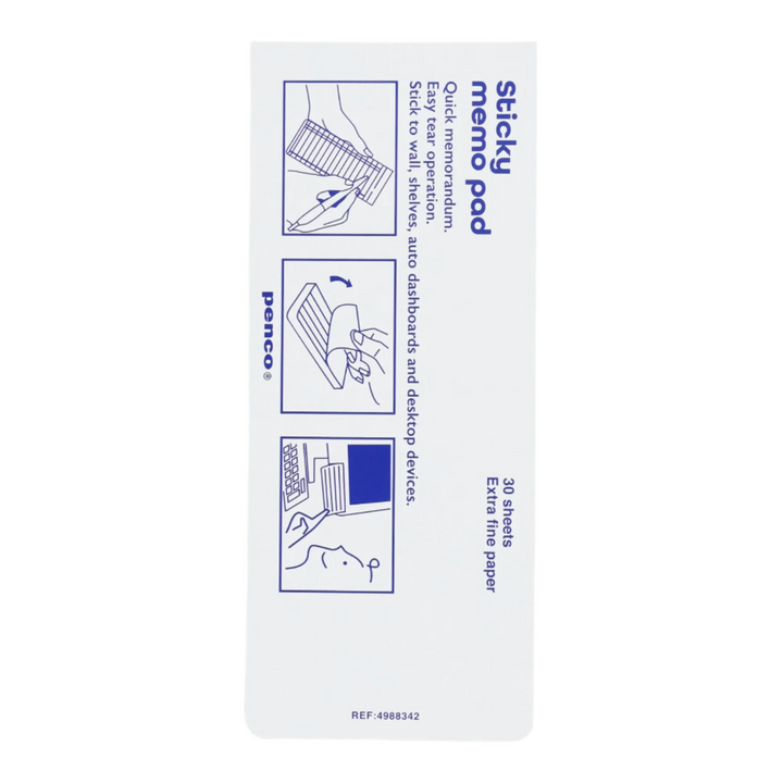 Penco Sticky Memo Pad, Monthly, Back Cover