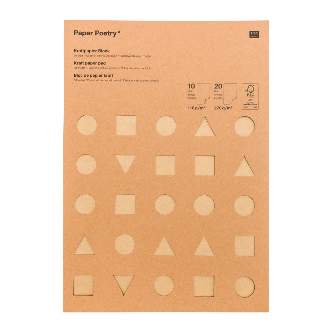 Rico Design Paper Poetry Kraft Paper Pad – 110gsm & 270gsm