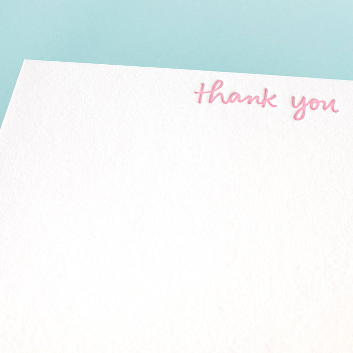 Shorthand Press Letterpress Thank You Notes & Envelopes, Set of 10, Handwritten Detail