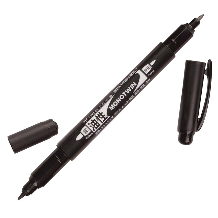 Tombow MONO Twin Permanent Marker, Black – Fine & Extra-Fine Tips