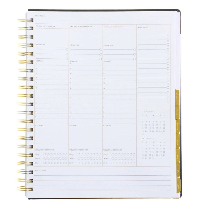 Spiral Black 2025-2026 Weekly Planner