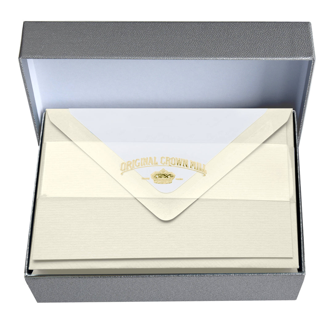 Classic Laid Note Cards in Silver Box