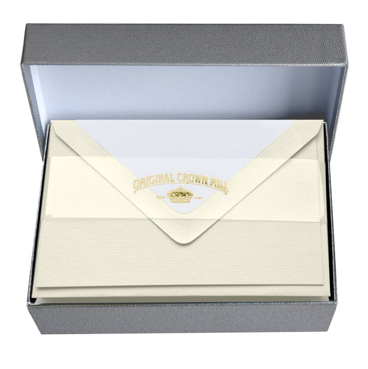 Classic Laid Note Cards in Silver Box