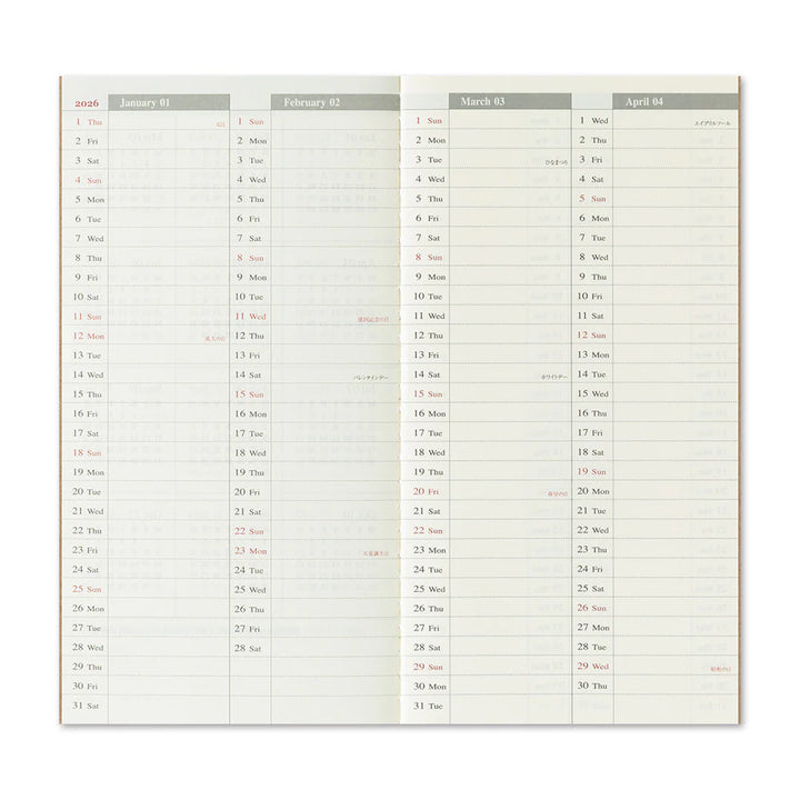2026 Calendar / Diary Refills — Passport & Regular Sizes