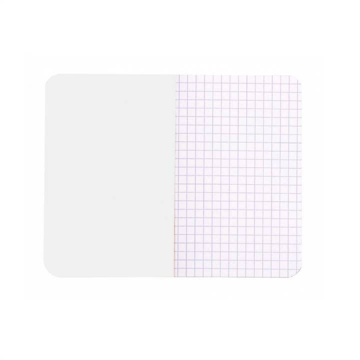 White notebook page with a grid pattern on a white background