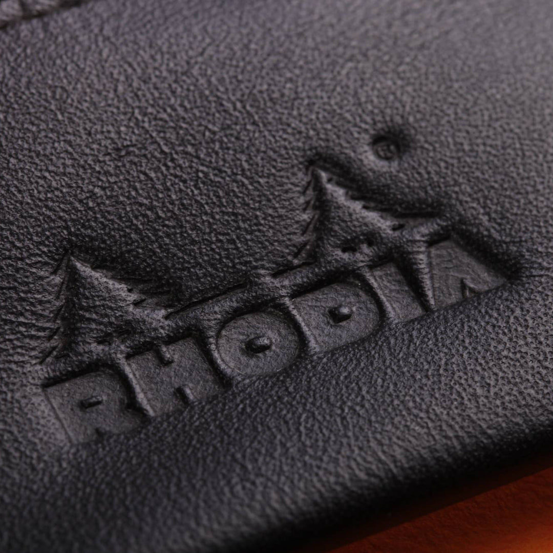 Rhodia Black Genuine Leather Pencil Case, Detail