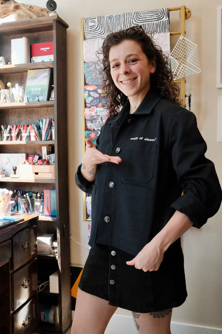 Cropped Painter's Jacket with/out "write it down!" Embroidery