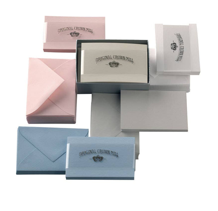 Classic Laid Note Cards in Silver Box
