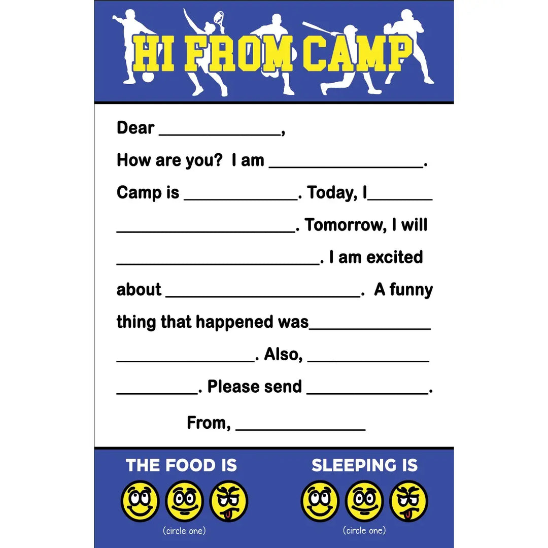 Hi from Camp! Fill in the Blank Stationery
