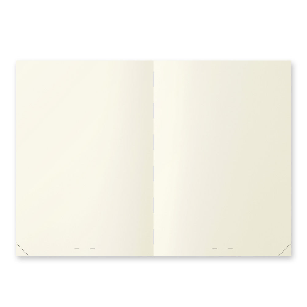 Blank cream-colored notebook with two pages open on a white background