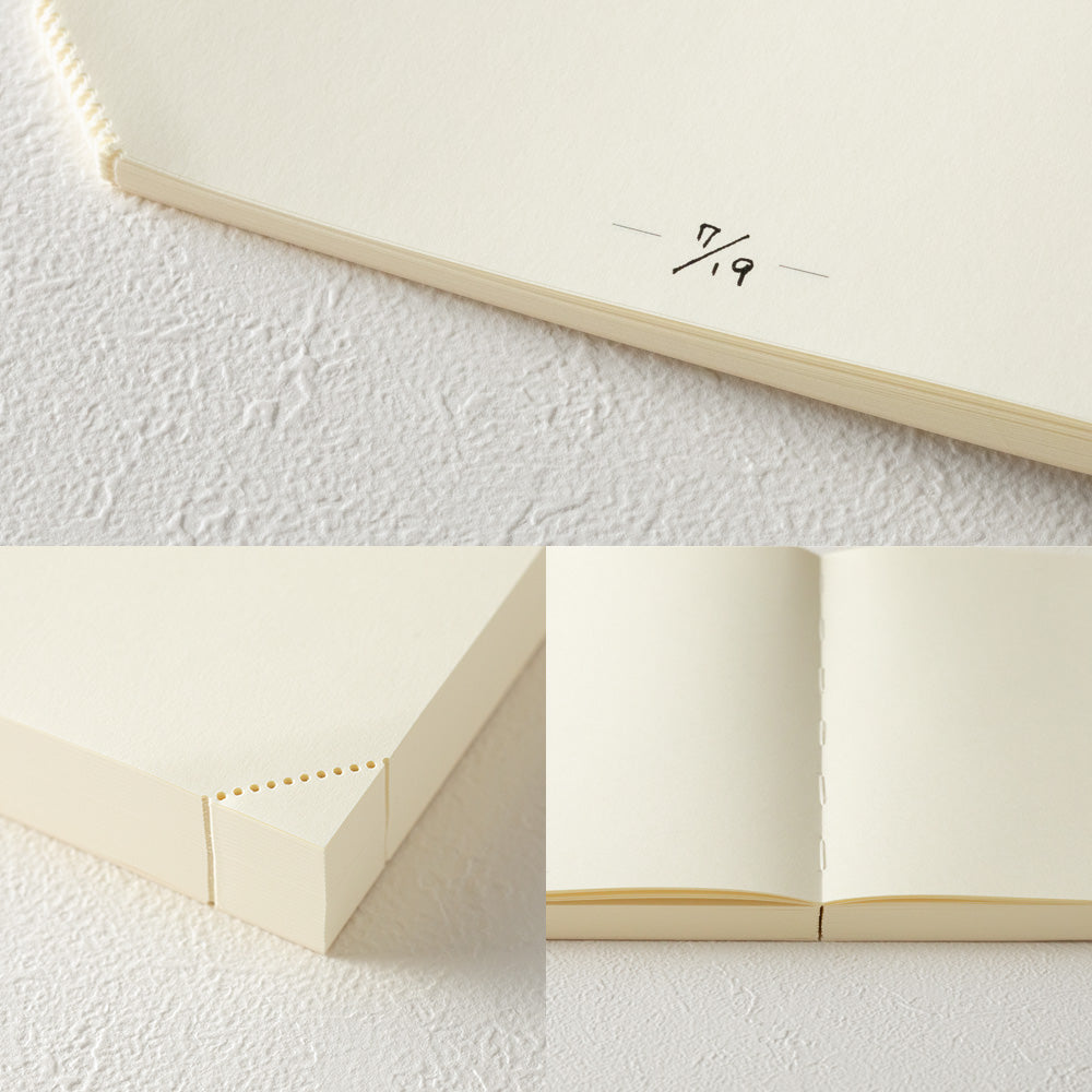 Open notebook with a textured white background