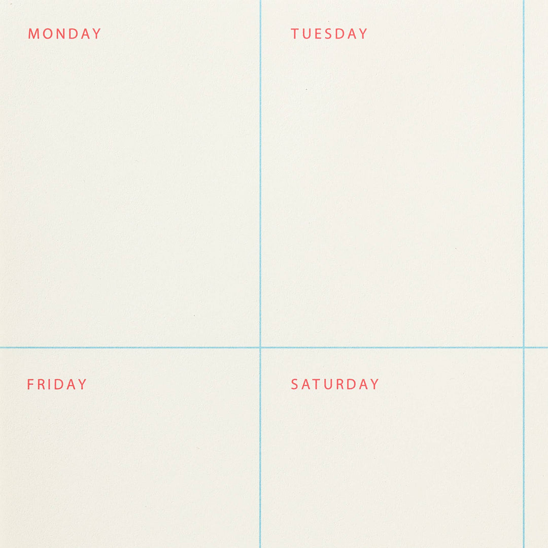 Grid layout with days of the week labels on a plain background