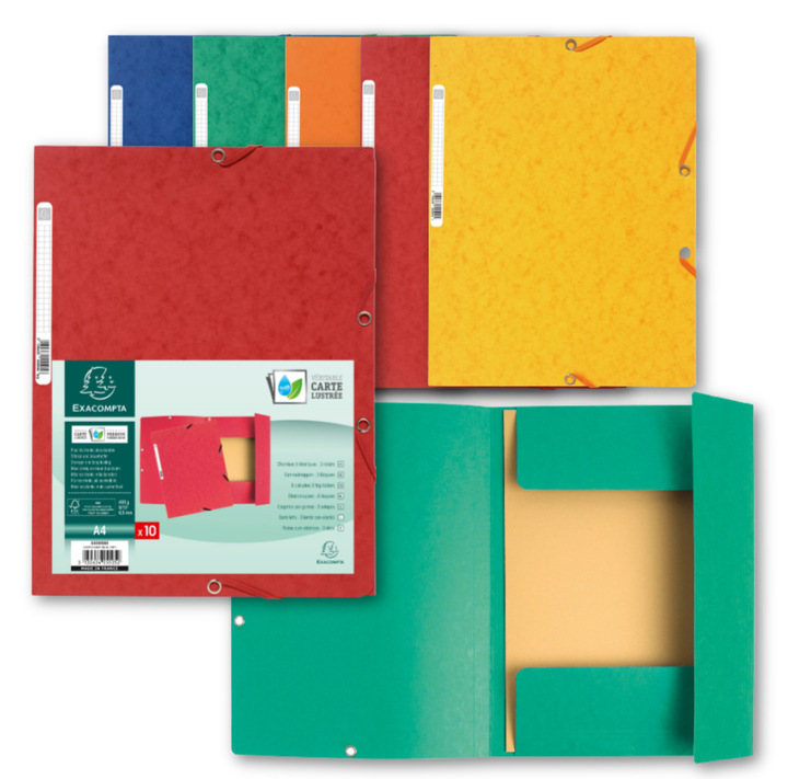 3-Flap File Folders w/Elastic Closure