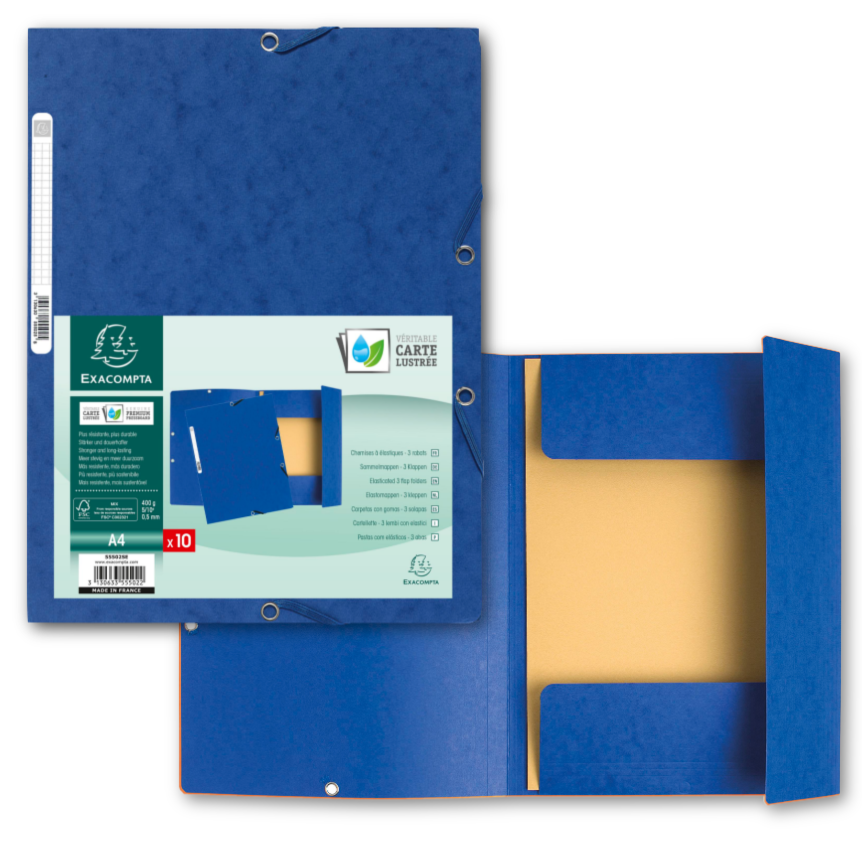 3-Flap File Folders w/Elastic Closure