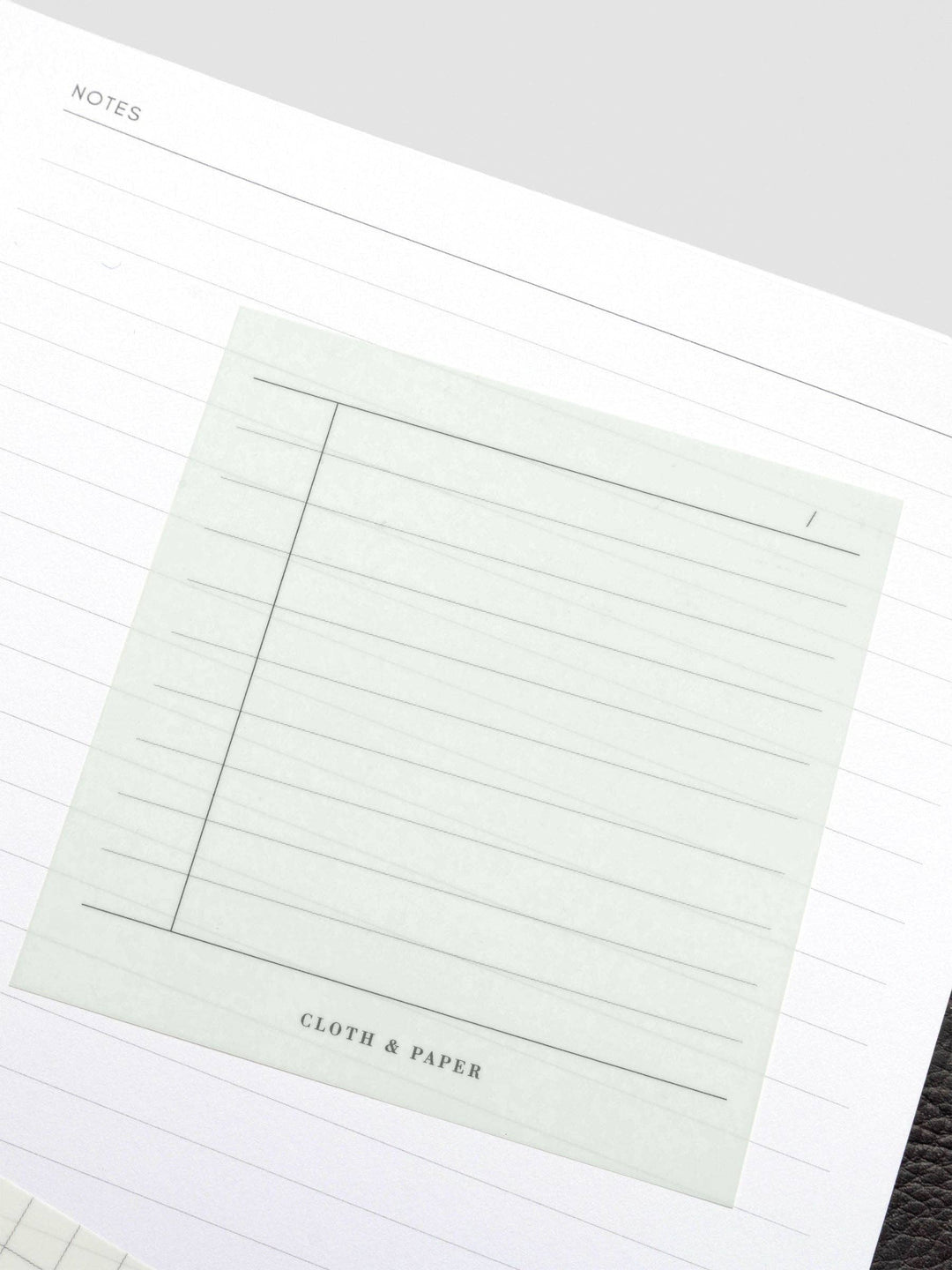 Sticky note page with lined paper and 'Cloth & Paper' branding on a white background