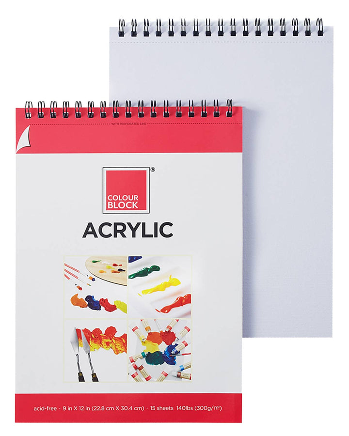 Acrylic paint pad with 'Colour Block' branding on a white background