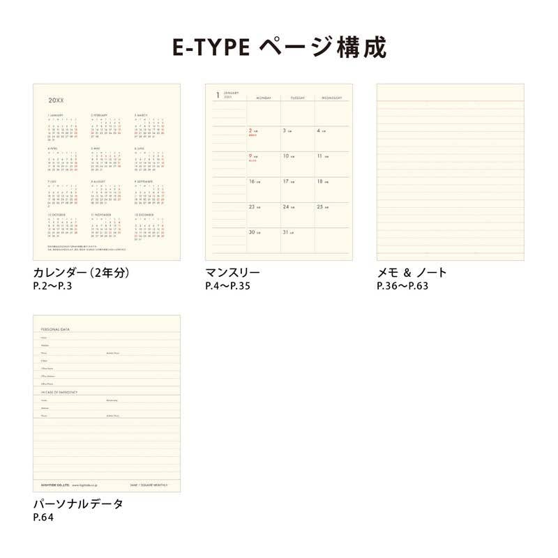 Pages of a planner with different sections labeled in Japanese
