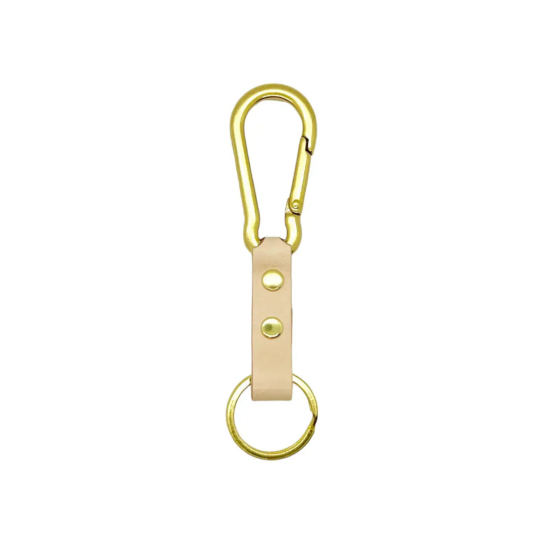 Tuxedo Carabiner / Solid Brass & Leather Clip Fob Keychain
