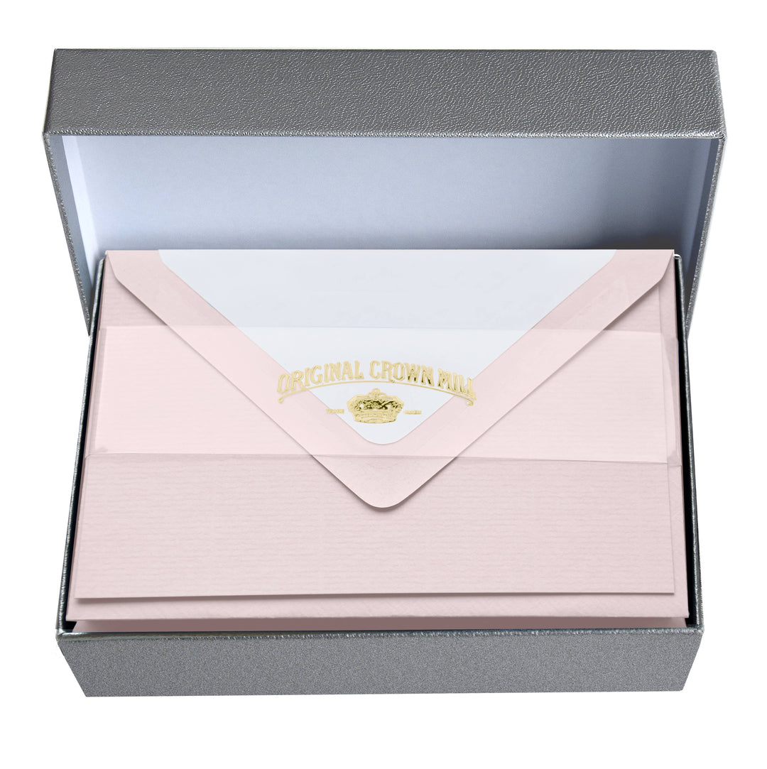 Classic Laid Note Cards in Silver Box