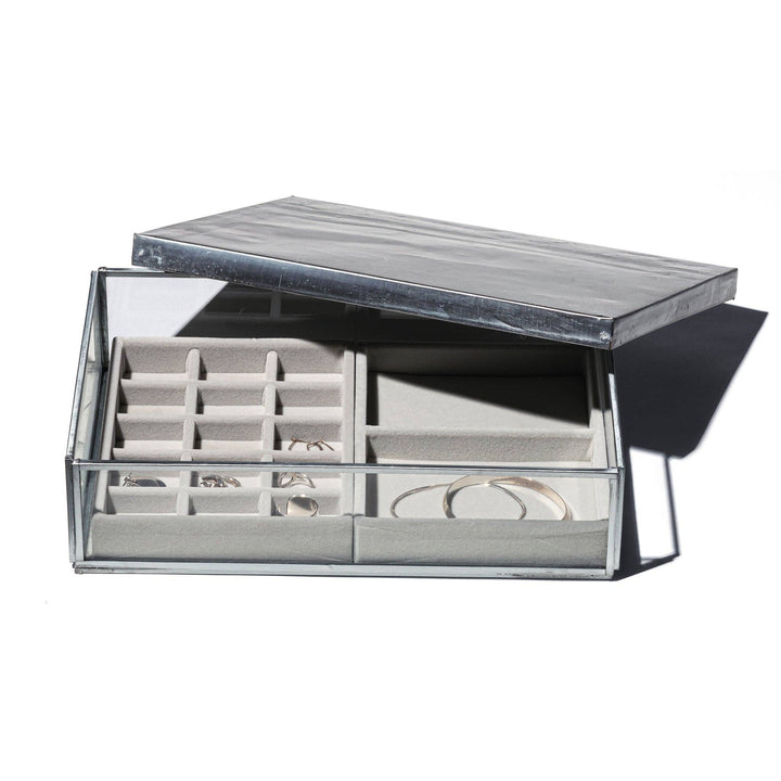 Glass Jewelry Box w/ Recycled Steel Lid