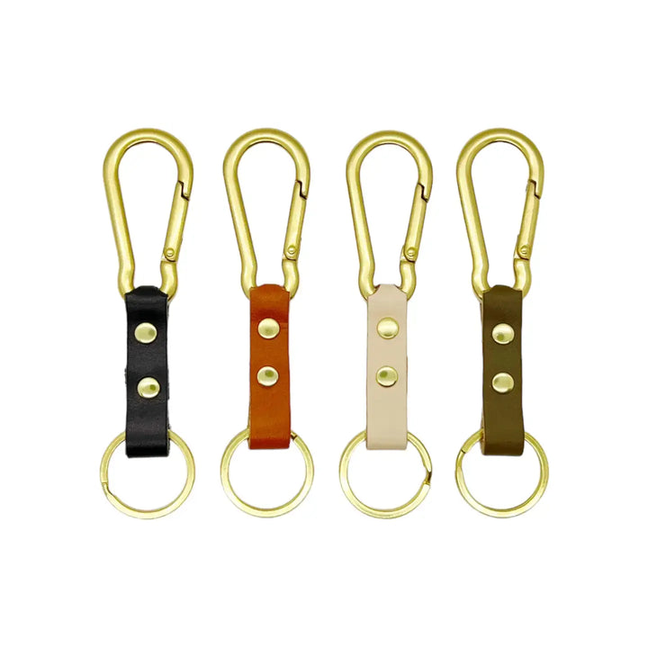 Tuxedo Carabiner / Solid Brass & Leather Clip Fob Keychain