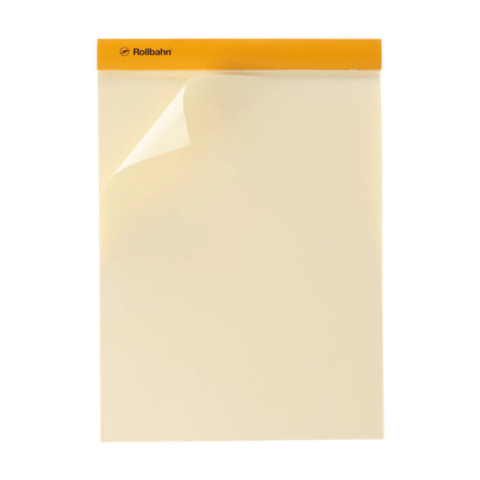 Beige sheet with orange border on a white background