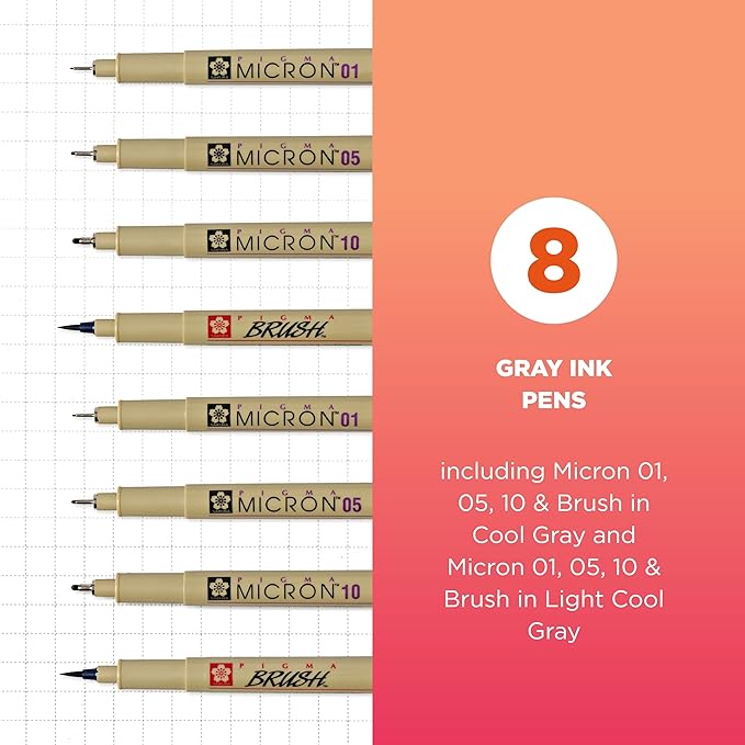 Pigma Micron 8-Piece Set – Grays