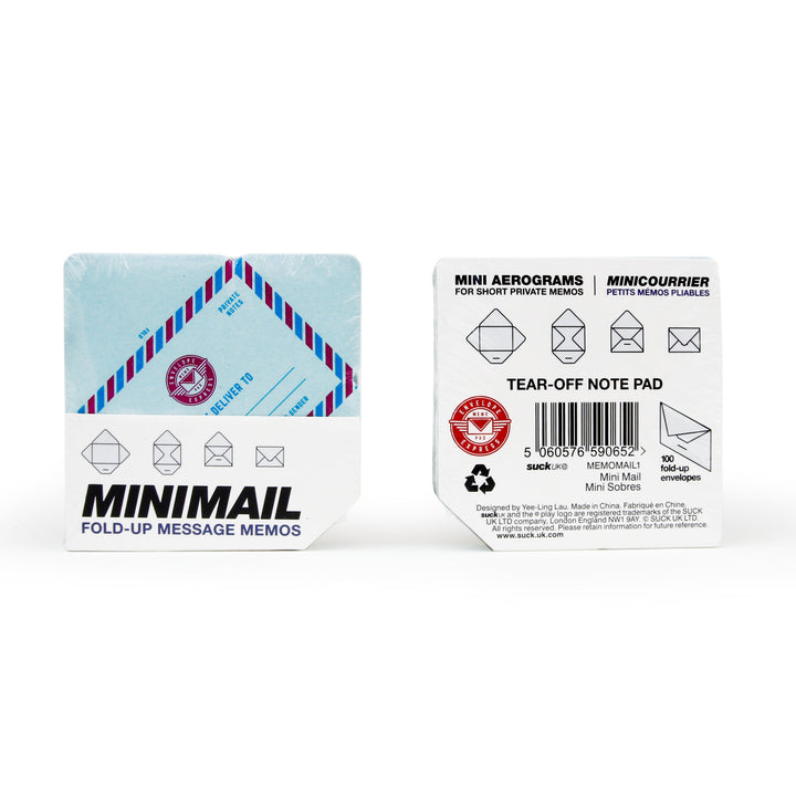 Two packages of 'Minimail' products on a white background