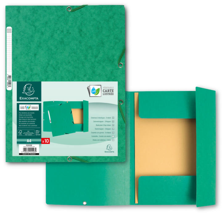 3-Flap File Folders w/Elastic Closure