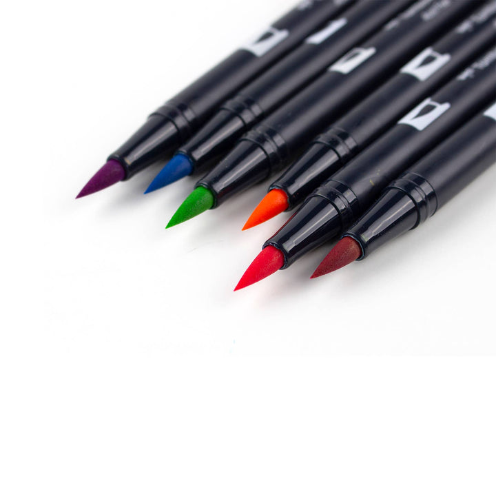 Dual Brush Pen Art Markers, Bright, 6-Pack