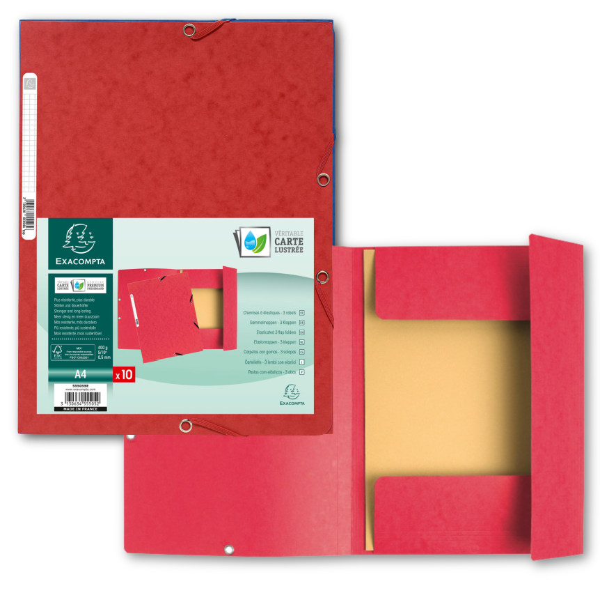 3-Flap File Folders w/Elastic Closure