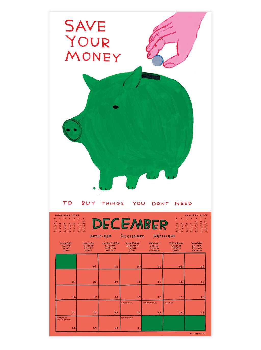 David Shrigley Official Exclusive 2026 Wall Calendar