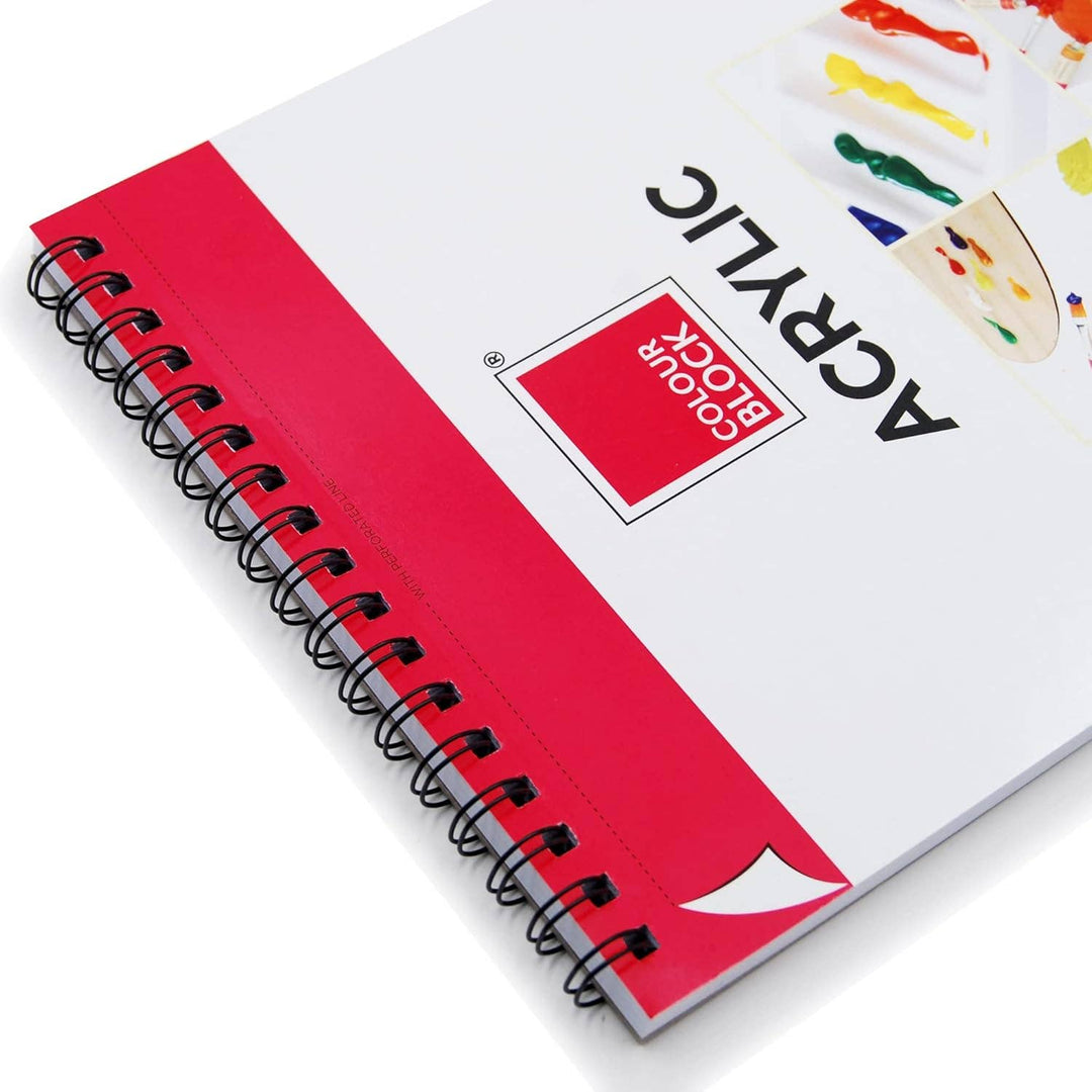 Spiral-bound notebook with a red cover and visible brand logo on a white background