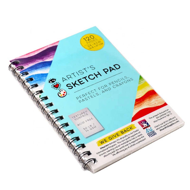 Artist's Sketch Pad with colorful design on a white background