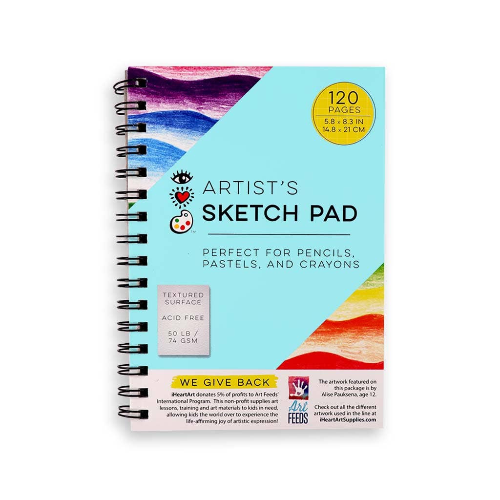 Artist's Sketch Pad with colorful design on a white background