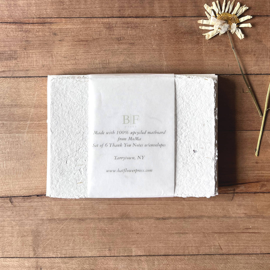 Bat Flower Press Handmade Thank You Note Cards, Set of 6, Back