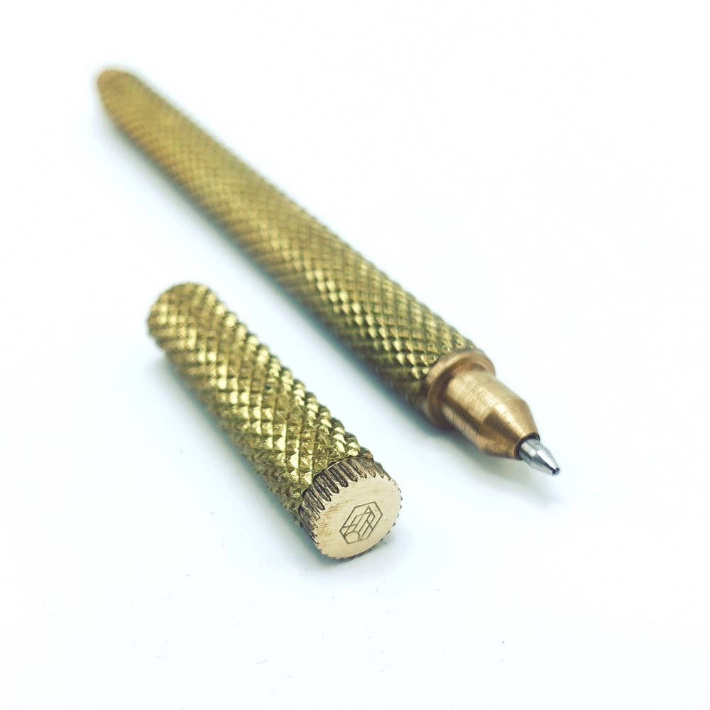 Brut Homeware Knurled Brass Pen – Elegant & Durable